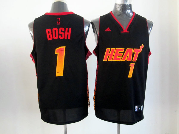  NBA Miami Heat 1 Chris Bosh Swingman Black Color Printing Jersey